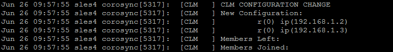 Sample messages from corosync SUSE cluster log corosync messages